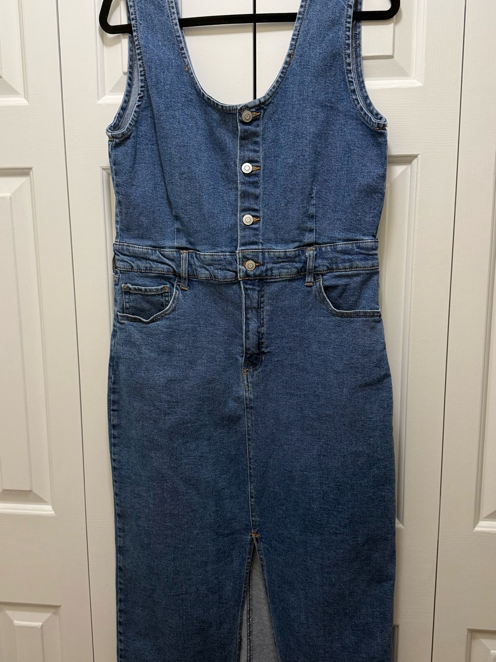 RE Generation Denim Midi Button-Front Dress - Picture 2 of 9